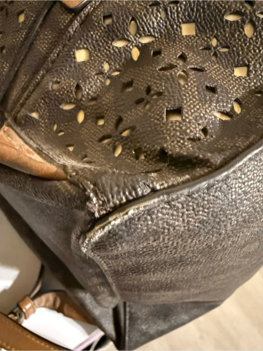 Michael Kors Dark Brown Backpack with Gold Accents
